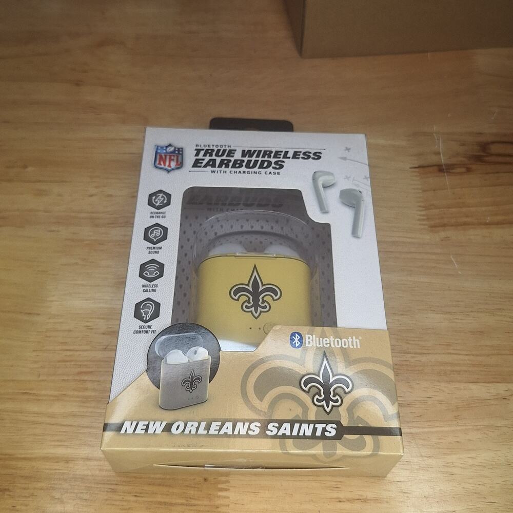 New Orleans Saints Bluetooth True Wireless Earbuds With Charging Case New In Box